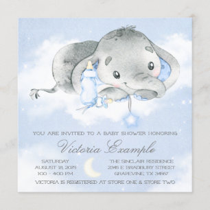 Invitation Baby shower d'éléphant de bébé de scintillement de