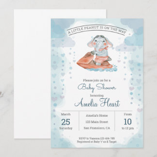 Invitation Baby shower d'éléphant Jet ski