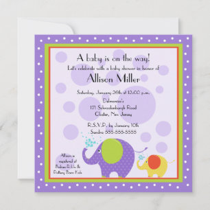 Invitation Baby shower d'éléphant lumineux et amusant