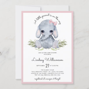 Invitation Baby shower d'éléphant rose