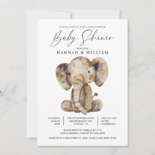 Invitation Baby shower d'éléphant Safari mignon