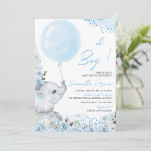 Invitation Baby shower d'éléphants floraux