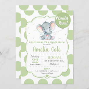 Invitation Baby shower d'éléphants : révélation de