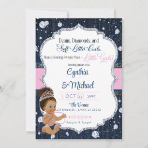 Invitation Baby shower Denim & Diamonds