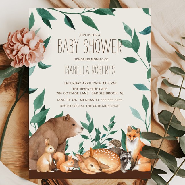 Invitation Baby shower des amis des animaux de boi (Créateur téléchargé)