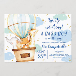 Invitation Baby shower des animaux à ballon à air 
