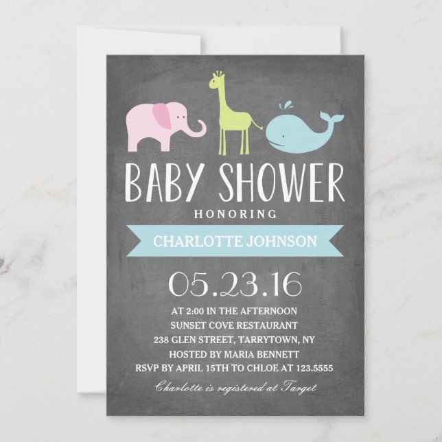 Invitation Baby shower des animaux | de baby shower (Devant)