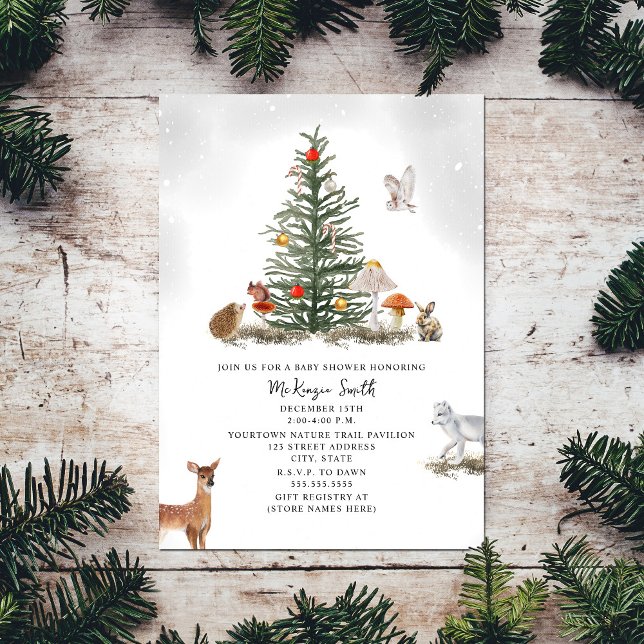Invitation Baby shower des animaux de bois de Noël (Créateur téléchargé)