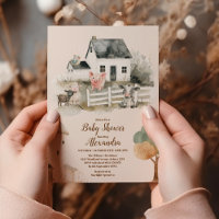 Baby shower des animaux de ferme aquarelle