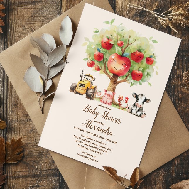 Invitation Baby shower des animaux de ferme aquarelle (Créateur téléchargé)