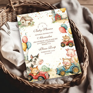 Invitation Baby shower des animaux de ferme Barnyard