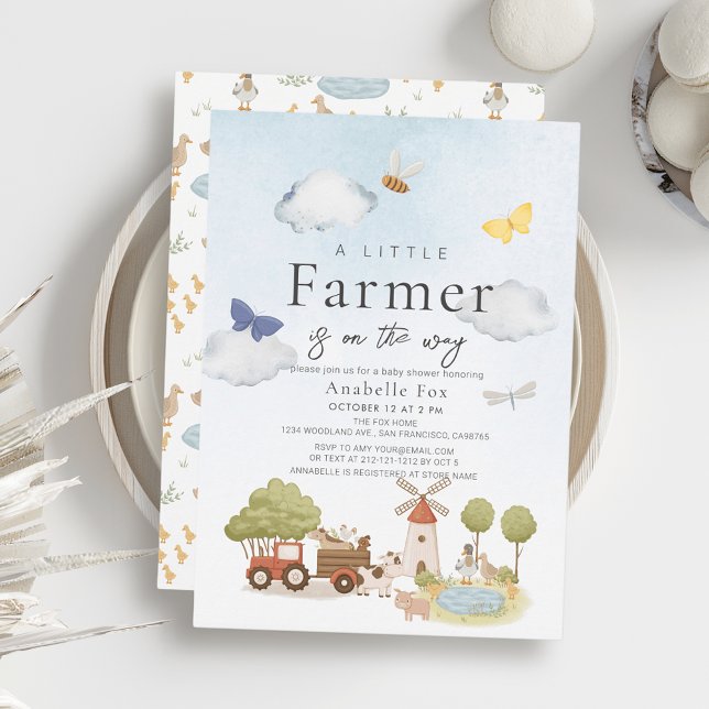 Invitation Baby shower des animaux de ferme des petits agricu (Créateur téléchargé)