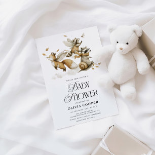 Invitation Baby shower des animaux de la forêt lunaire
