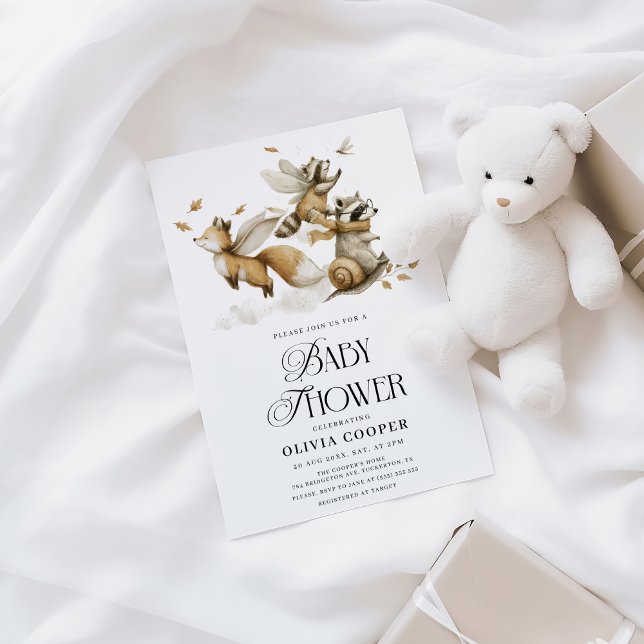 Invitation Baby shower des animaux de la forêt lunaire (Créateur téléchargé)