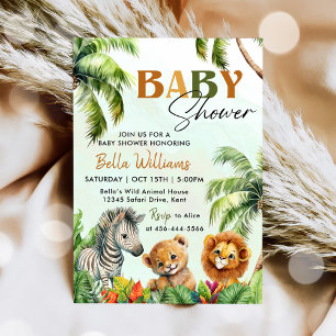 Invitation Baby shower des animaux de Safari de la Jungle tro