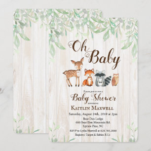 Invitation Baby shower des animaux des bois