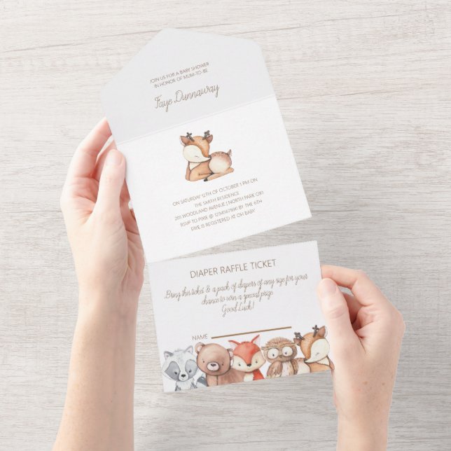 Invitation Baby shower des animaux des bois (Déchirure)