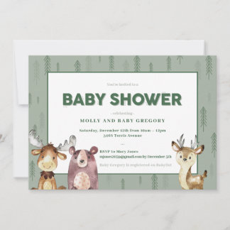 Invitation Baby shower des animaux des bois