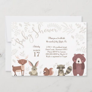 Invitation Baby shower des animaux des bois
