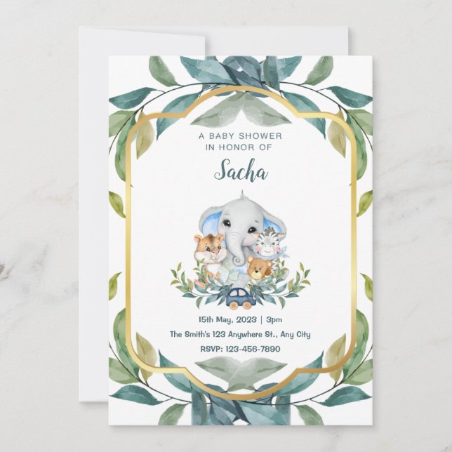 Invitation Baby shower des animaux des bois (Devant)