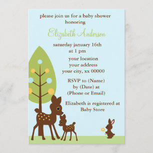 Invitation Baby shower des animaux des bois