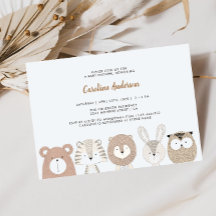Invitation Baby shower des animaux des bois