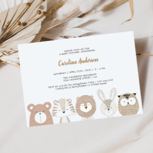 Invitation Baby shower des animaux des bois