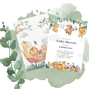 Invitation Baby shower des animaux des bois