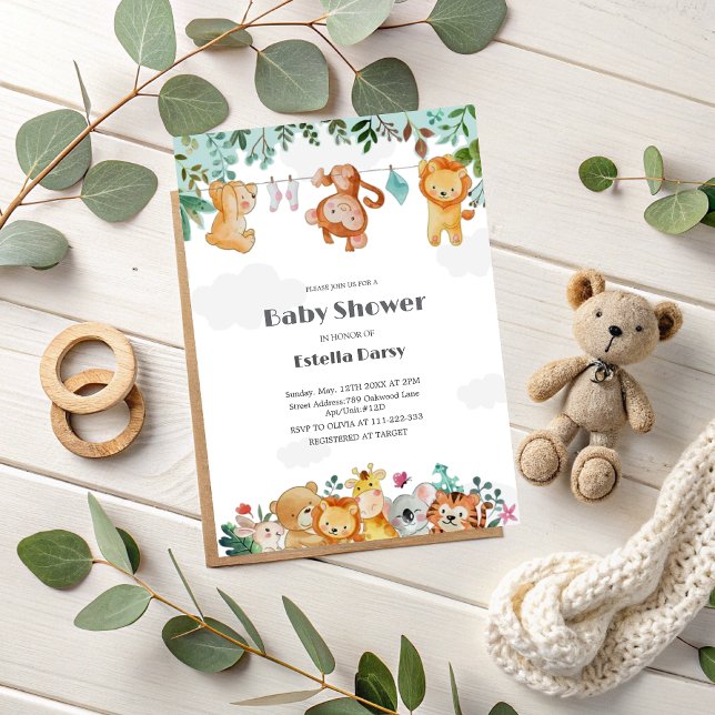 Invitation Baby shower des animaux des bois (Créateur téléchargé)