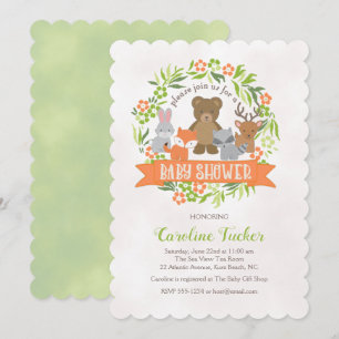 Invitation Baby shower des animaux forestiers