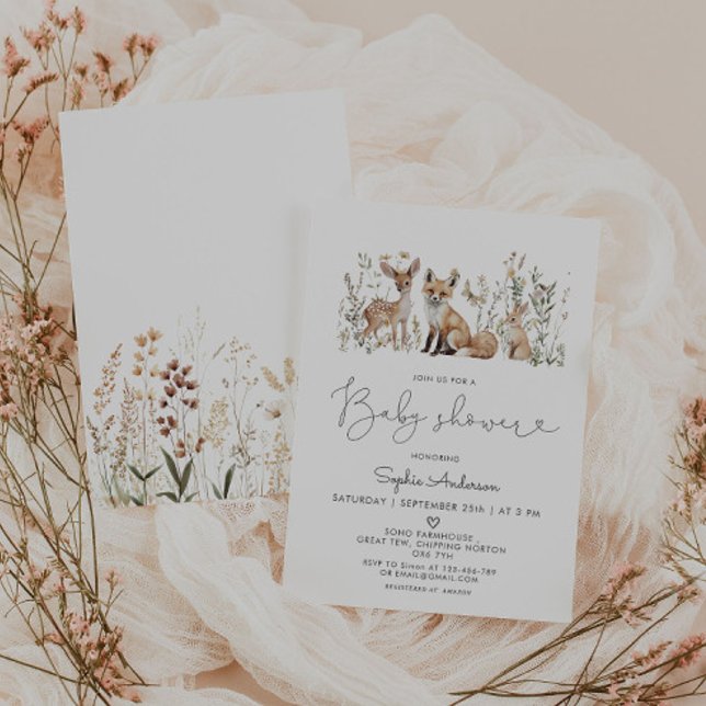 Invitation Baby shower des animaux forestiers (Créateur téléchargé)