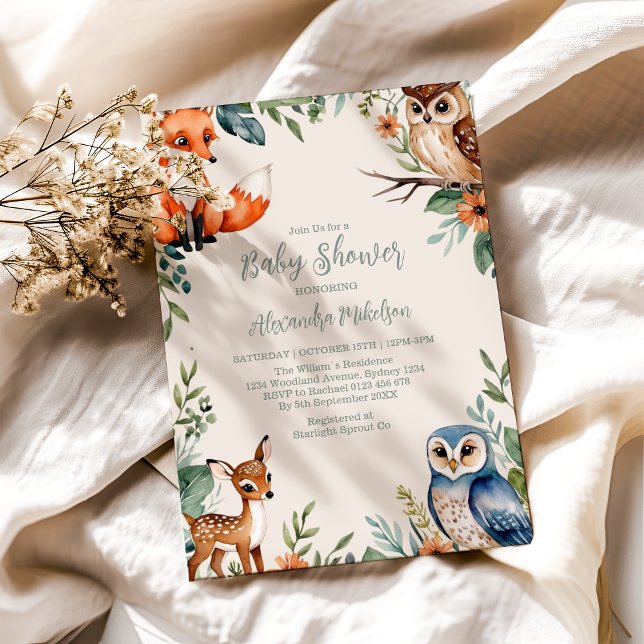 Invitation Baby shower des animaux forestiers (Créateur téléchargé)
