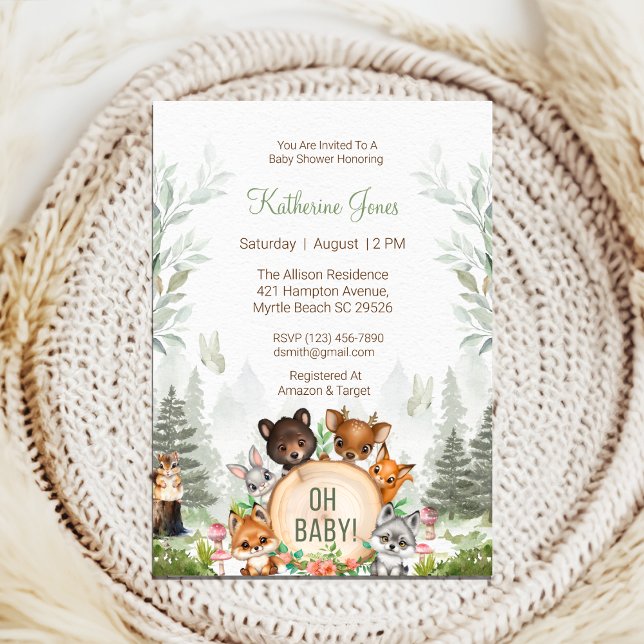 Invitation Baby shower des animaux forestiers (Créateur téléchargé)