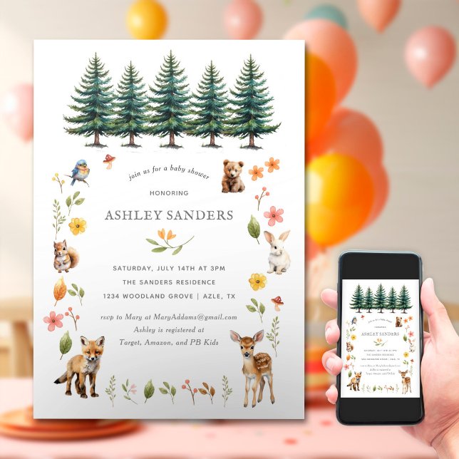 Invitation Baby shower des animaux forestiers (Créateur téléchargé)