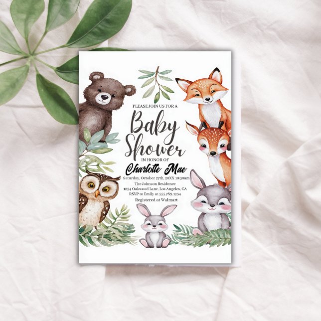 Invitation Baby shower des animaux forestiers (Créateur téléchargé)