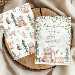 Invitation Baby shower des animaux forestiers