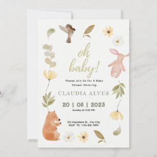 Invitation Baby shower des animaux forestiers