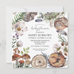 Invitation Baby shower des animaux forestiers
