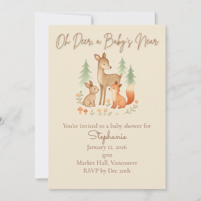 Invitation Baby shower des animaux rustiques de bo (Devant)
