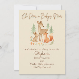 Invitation Baby shower des animaux rustiques de bo