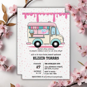Invitation Baby shower des arroseurs de camion à glace Crème