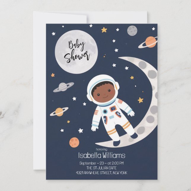 Invitation Baby shower des astronautes spatiaux (Devant)