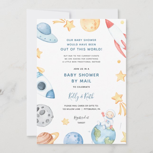 Invitation Baby shower des astronautes spatiaux par invitatio (Devant)