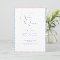 Invitation Baby shower des ballons rose et bleu