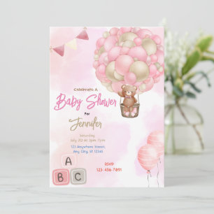 Invitation Baby shower des ballons roses