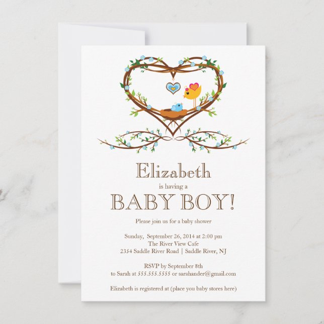 Invitation Baby shower des bébés coeurs modernes Boys (Devant)