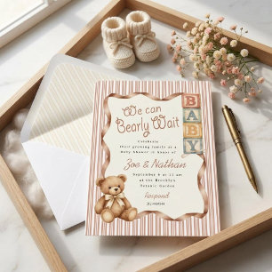 Invitation Baby Shower des blocs de nounours