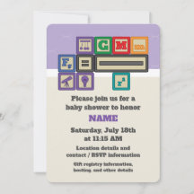 Invitation Baby shower des blocs des futurs physic