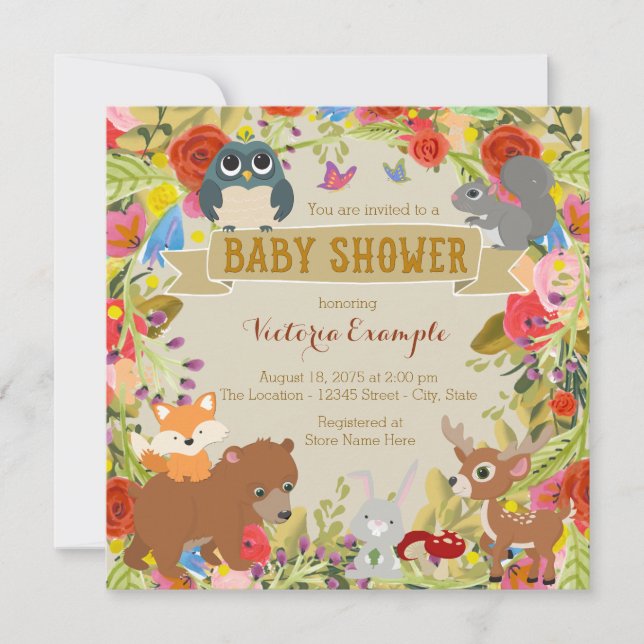 Invitation Baby shower des bois (Devant)