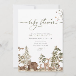 Invitation Baby shower des bois Animaux des bois